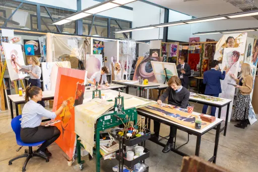 Pupils working in the Pocklington School Art and Design Centre