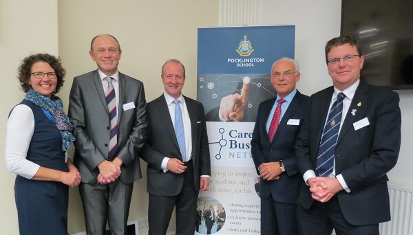 Dr Sheena McNamee, External Relations Director, Pocklington School, Trevor Loten, President of the Old Pocklingtonian Association, Nicholas Pollard, Old Pocklingtonian and Chief Executive of Cory Riverside Energy, Simon Lunt, Pocklington School Governor and Mark Ronan, Headmaster, Pocklington School.