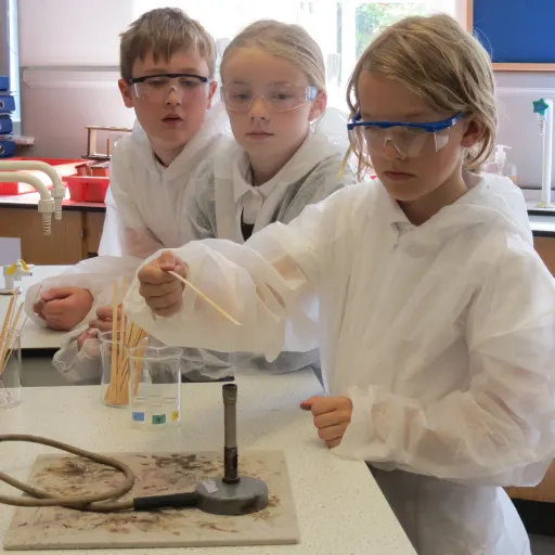 Three pupils investigating using a bunsen burner