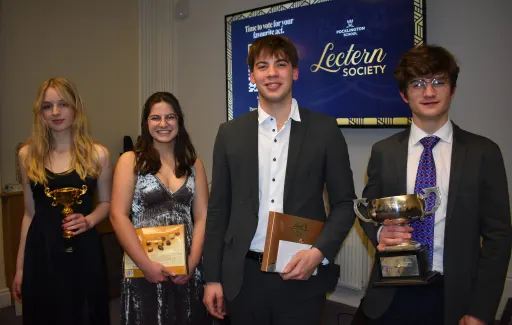 Lectern Society winners holding prizes