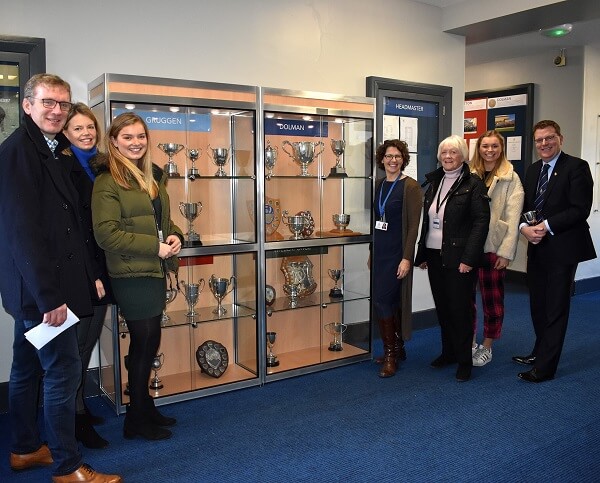 Mr Mark Eggleston and members of his family visited Pocklington School recently, to unveil a new Trophy Cabinet which they had kindly donated in celebration of the long association the Eggleston family have had with Pocklington School. 