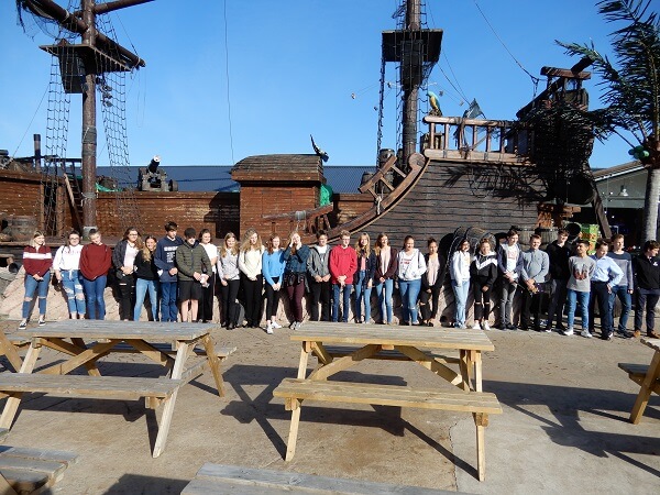 Pocklington School students with their exchange partners at Flamingo Land