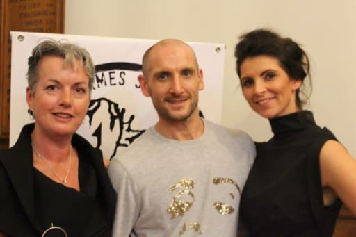 Helen Stephenson, Organiser of the RNLI Fashion Show, with OPs James Steward and Hannah Moody