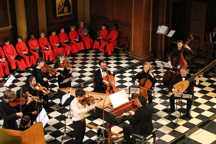 Harry Kneeshaw playing at the Coram charity's Handel Birthday Concert