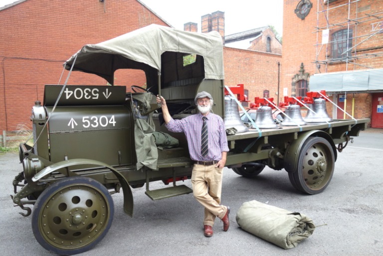 OP John Marshall with his resotored Thorneycroft WWI lorry and delivery of bells