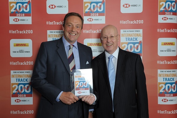 James Sweeting and Nigel Bean collecting their award at the HSBC Fast Track Award Ceremony