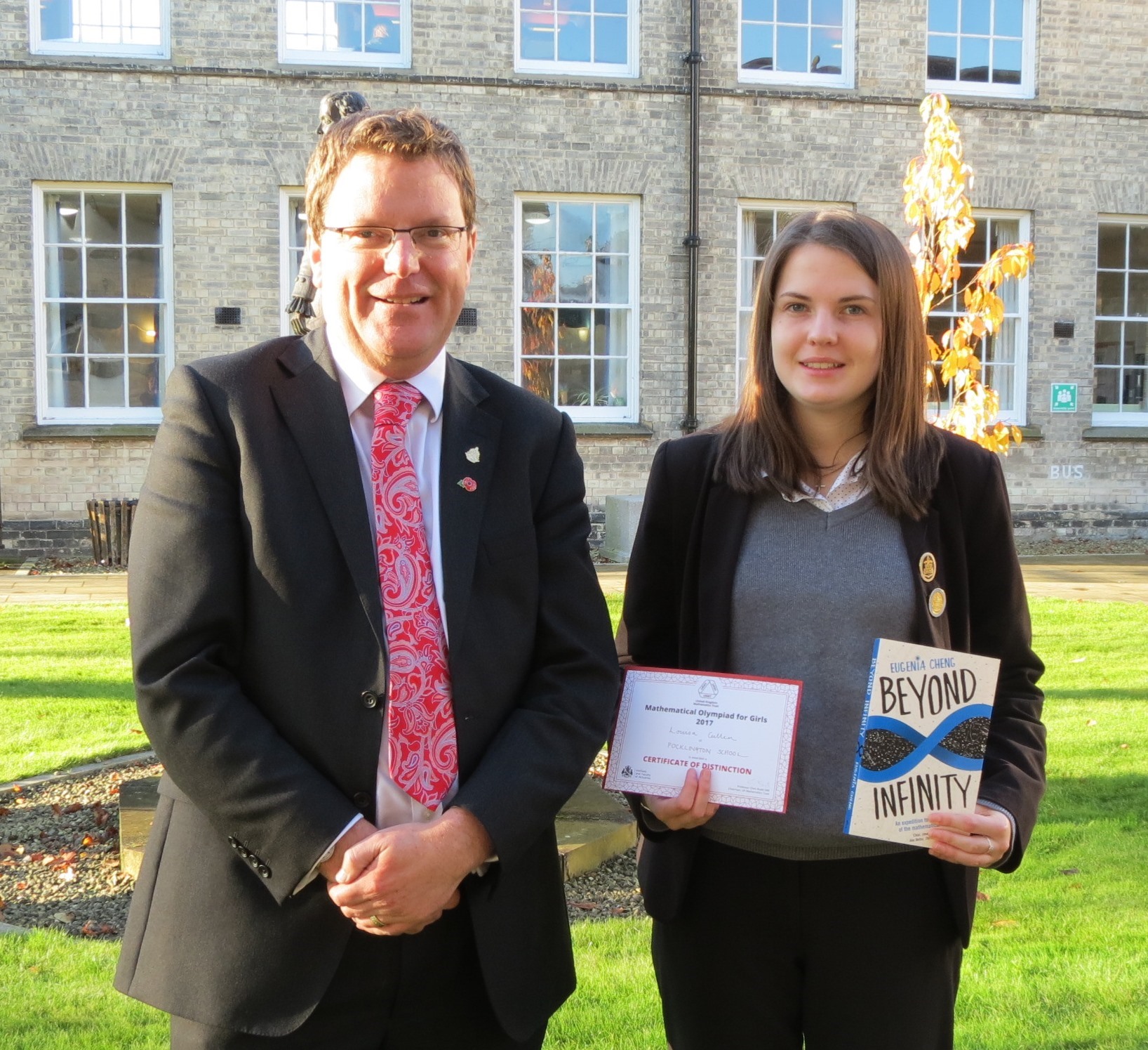 Louisa Cullen with Mr Mark Ronan, Headmaster at Pocklington School