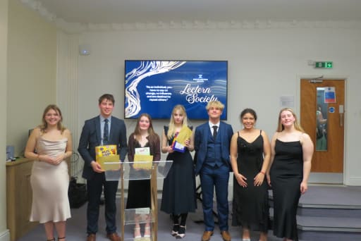 Pupils at a Lectern Society meeting