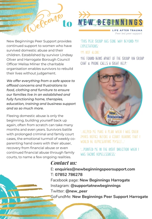 Information leaflet about New Beginnings Peer Support Charity