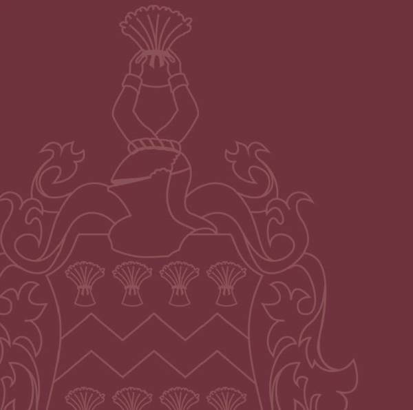 Outline of Pocklington School crest on a maroon background