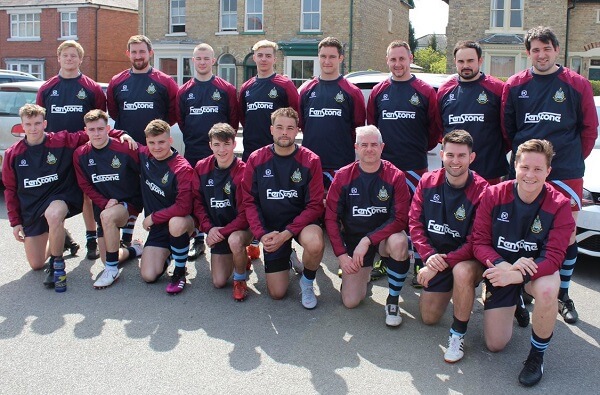 The Old Pocklingtonians Pock 7s teams stood in the car park at Pocklington Town Ruby Club