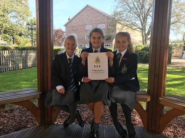 Prep School students with the first edition of Pocklington Prep Press