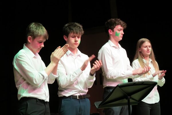 Pocklington School Wilberforce House pupils performing  'Clapping Music' at the House Music Festival 2019