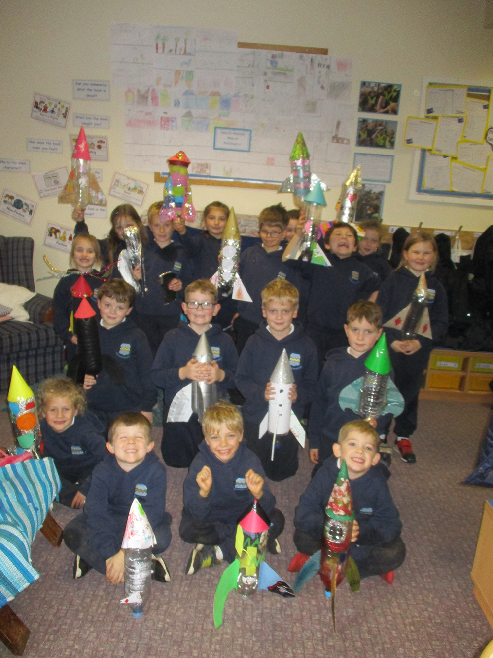 Pocklington Pre-Prep children with home made rockets