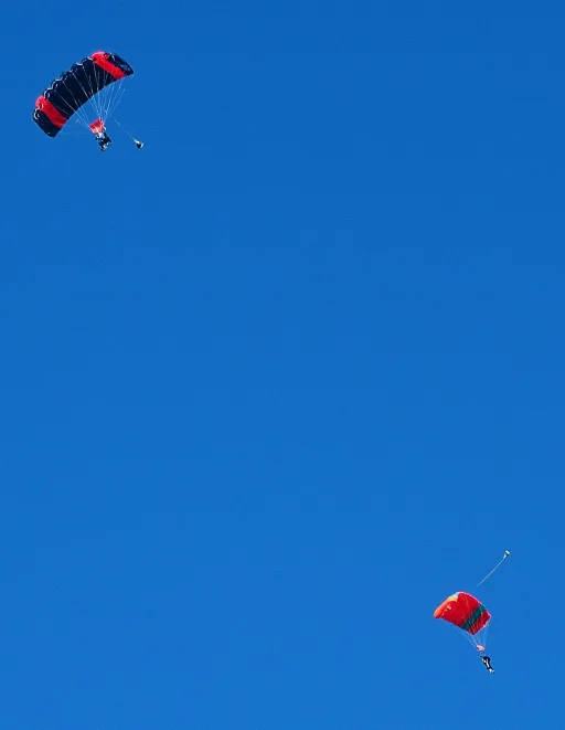 Two tandem skydivers in the sky