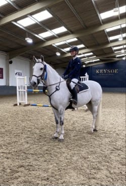 Rider and pony in the showjumping ring at the NSEA National Championships 2021