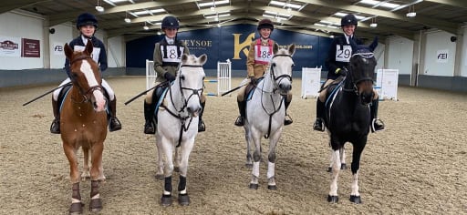 4 Pocklington School riders & ponies in the dressage ring at the NSEA National Championships