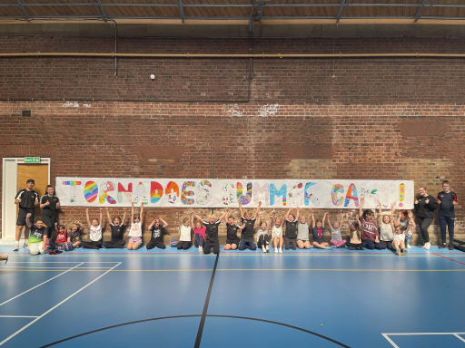 Pocklington Tornardoes Trampoining Club in School Sports Hall