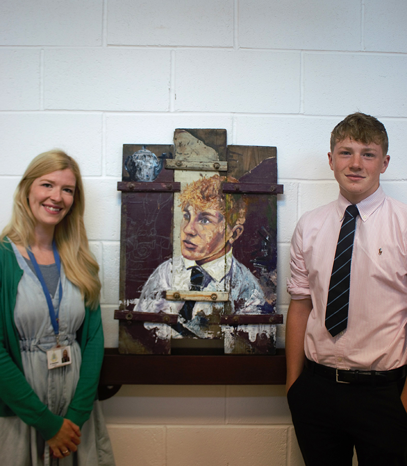 Danny Ratcliffe, Fifth Year at Pocklington School with art teacher Nikki Robertson