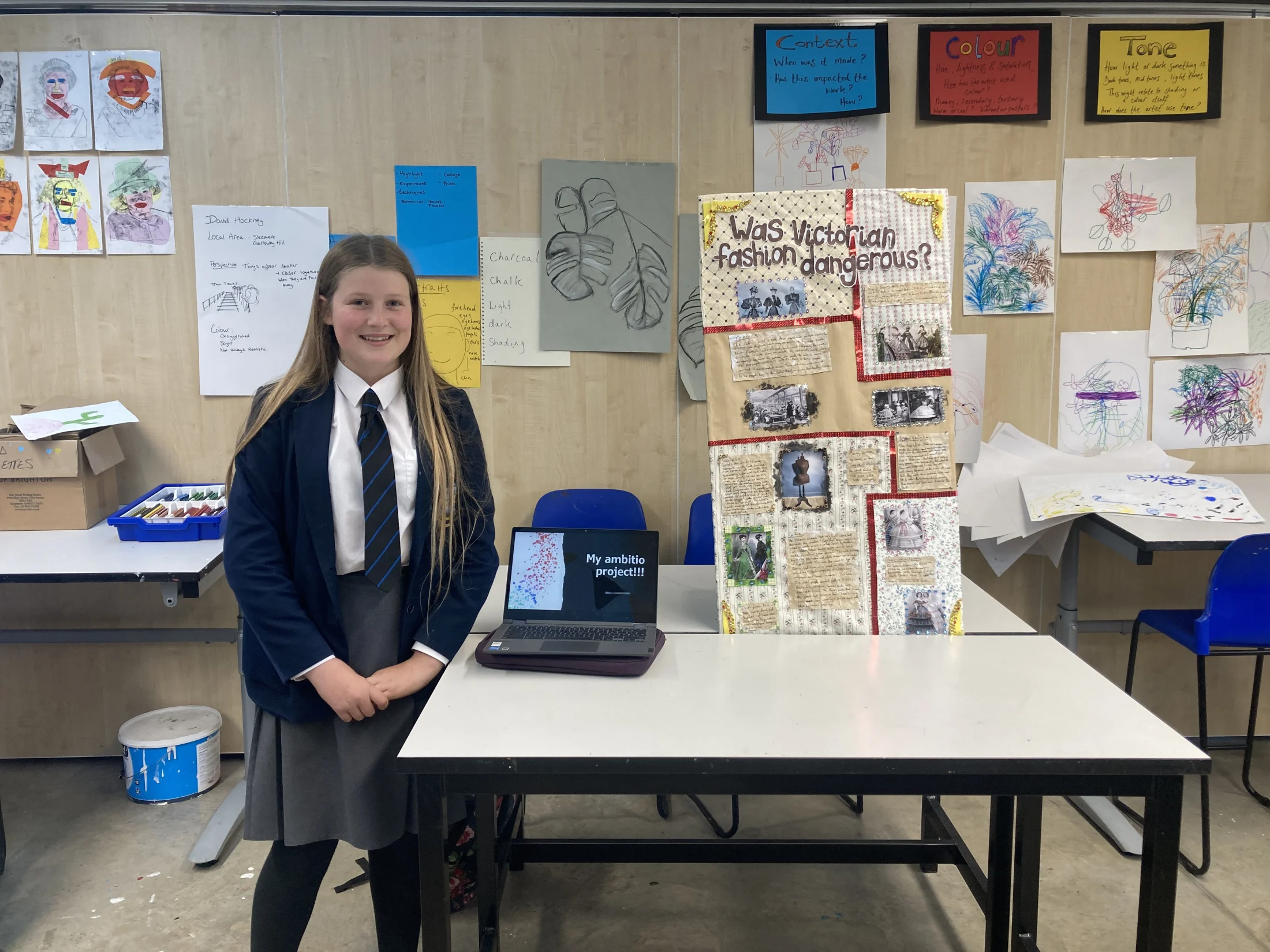 Second Year pupil with her ambitio project presentation