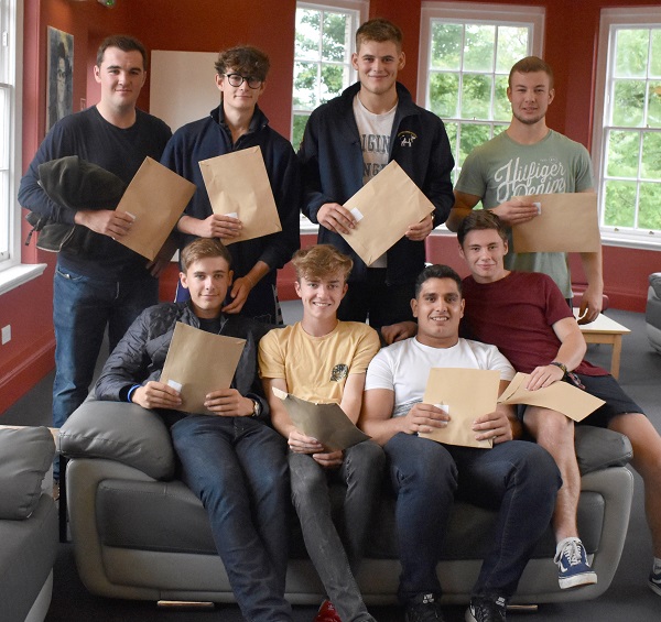 Students at Pocklington School celebrate after receiving their results