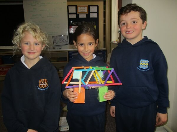 Pupils show models of their bridge design