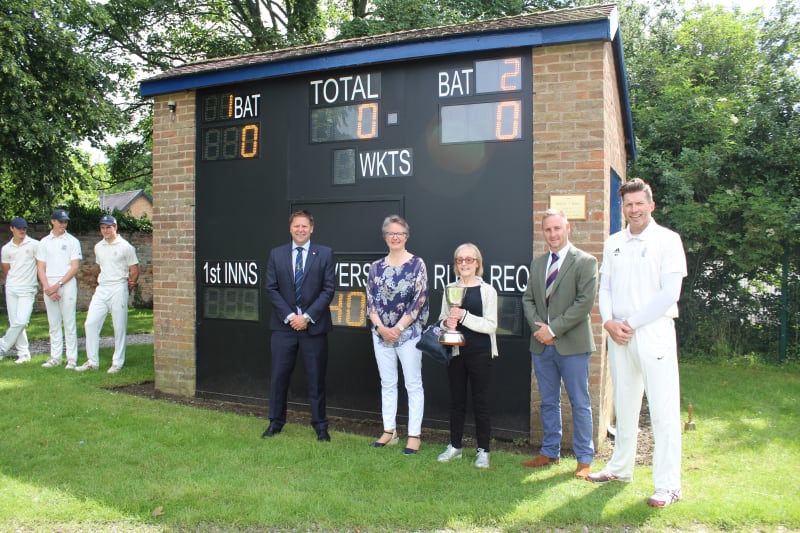 new electronic cricket scoreboard and commemorative plaque at Pocklington School