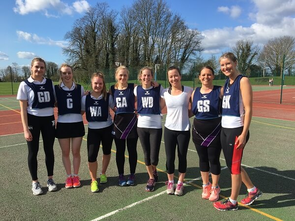 Ladies' OP Netball team on the court at Pocklington School