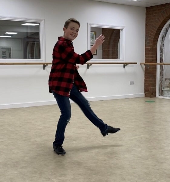 Tap dancing talent, Max Jones practicing his dance routine in a dance studio