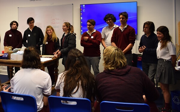 Argentinian students give a presentation to Pocklington School pupils