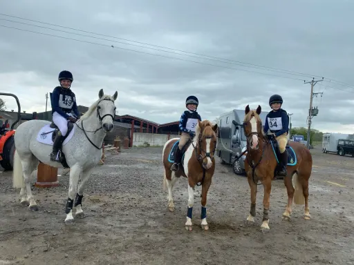 3 riders on horseback at the NSEA Jump with Style qualifier in Northallerton