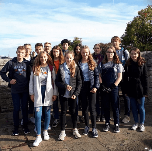 Pocklington School pupils and their German Exchange partners stood on the York City Walls