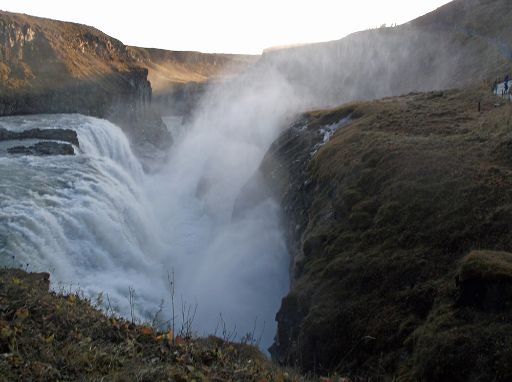 A view of a waterfall in Iceland