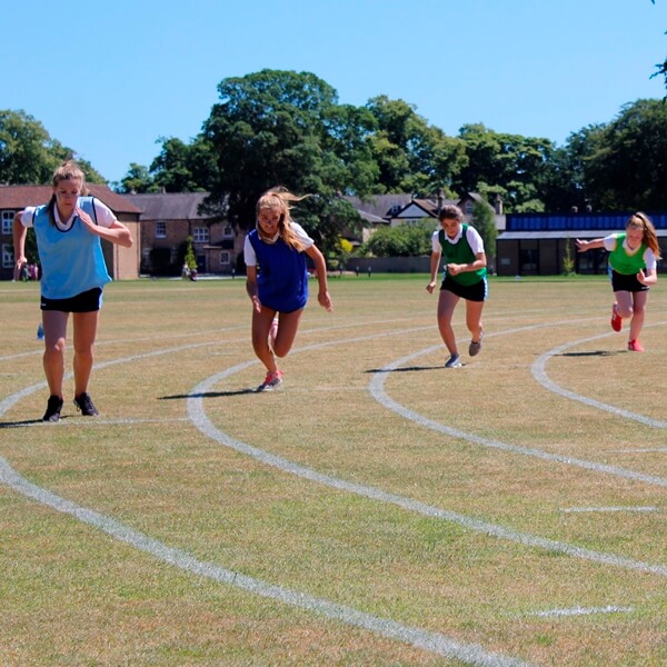 Students competing on the track