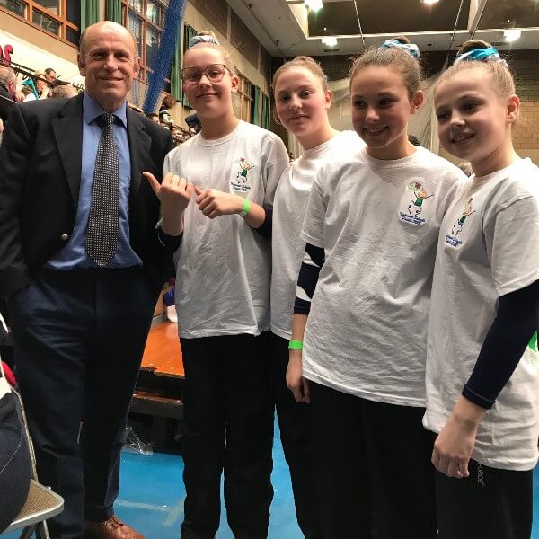 Mr Kilsby with the Pocklington School Trampoline Team